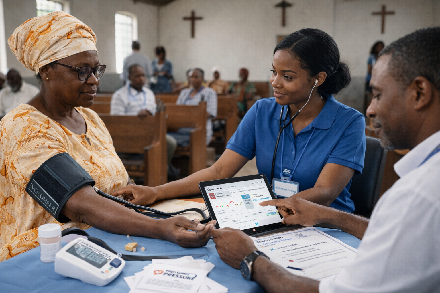 Community blood pressure screening with structured follow-up